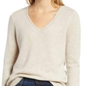 Nordstrom cashmere Halogen sweater in Oatmeal
